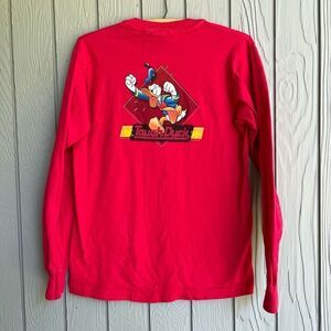 Vintage 90s Disney Donald Duck Tough Duck Long Sleeve Tee Kids Large Red